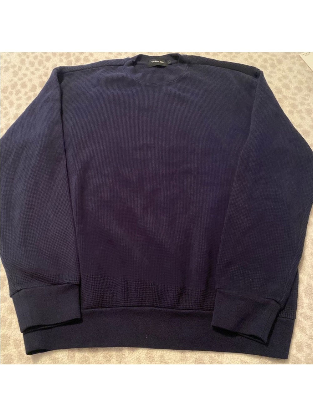Talentless Vintage Navy Waffle Knit Crewneck Sweatshirt Size Large